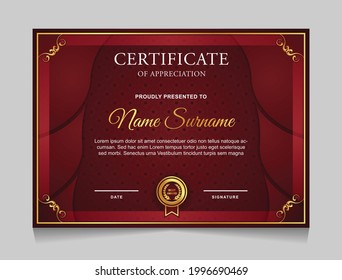 Certificate of achievement border design templates with elements of  luxury gold badges and modern line patterns. vector graphic print layout can use For award, appreciation, education