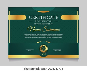 Certificate of achievement border design templates with elements of  luxury gold badges and modern line patterns. vector graphic print layout can use For award, appreciation, education