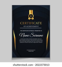 Certificate of achievement border design templates with elements of luxury gold badges and modern line patterns. vector graphic print layout can use For award, appreciation, education