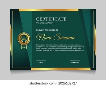 Certificate of achievement border design templates with elements of  luxury gold badges and modern line patterns. vector graphic print layout can use For award, appreciation, education