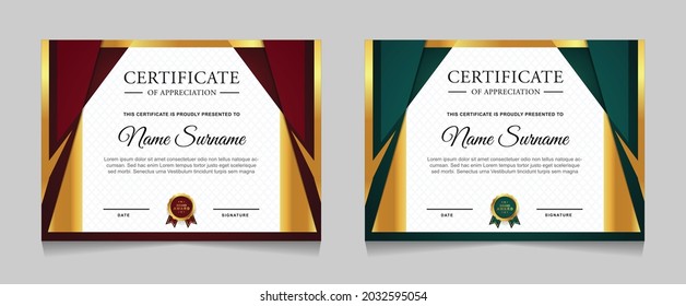Certificate of achievement border design templates with elements of  luxury gold badges and modern line patterns. vector graphic print layout can use For award, appreciation, education