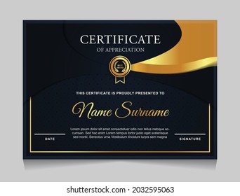 Certificate of achievement border design templates with elements of  luxury gold badges and modern line patterns. vector graphic print layout can use For award, appreciation, education