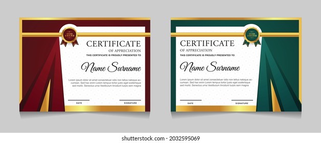 Certificate of achievement border design templates with elements of  luxury gold badges and modern line patterns. vector graphic print layout can use For award, appreciation, education