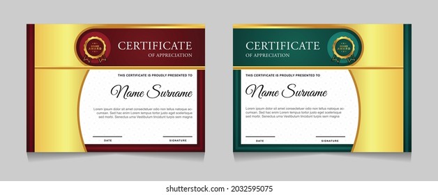 Certificate of achievement border design templates with elements of  luxury gold badges and modern line patterns. vector graphic print layout can use For award, appreciation, education