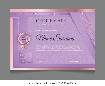 Certificate of achievement border design templates with elements of  luxury gold badges and modern line patterns. vector graphic print layout can use For award, appreciation, education