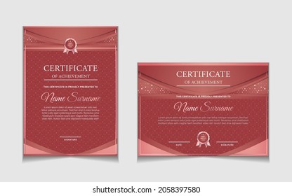Certificate of achievement border design templates with elements of  luxury gold badges and modern line patterns. vector graphic print layout can use For award, appreciation, education