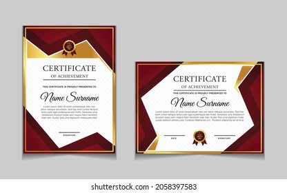Certificate of achievement border design templates with elements of  luxury gold badges and modern line patterns. vector graphic print layout can use For award, appreciation, education