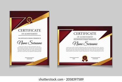 Certificate of achievement border design templates with elements of  luxury gold badges and modern line patterns. vector graphic print layout can use For award, appreciation, education