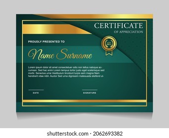 Certificate of achievement border design templates with elements of  luxury gold badges and modern line patterns. vector graphic print layout can use For award, appreciation, education