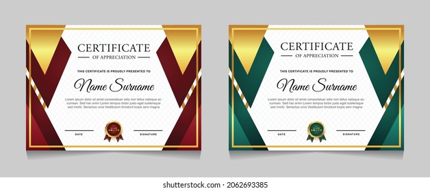 Certificate of achievement border design templates with elements of  luxury gold badges and modern line patterns. vector graphic print layout can use For award, appreciation, education