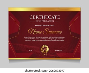 Certificate of achievement border design templates with elements of  luxury gold badges and modern line patterns. vector graphic print layout can use For award, appreciation, education
