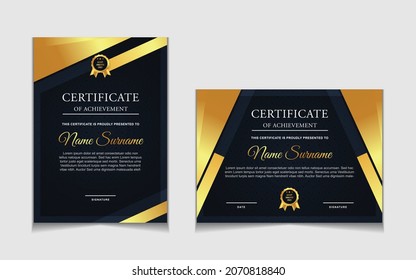 Certificate of achievement border design templates with elements of  luxury gold badges and modern line patterns. vector graphic print layout can use For award, appreciation, education
