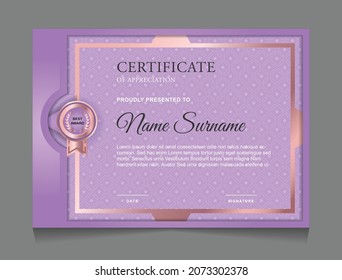 Leistungszertifikat Grenzdesign-Vorlagen mit Elementen aus Luxus-Gold-Abzeichen und modernen Linienmustern. Vektorgrafik-Drucklayout kann für Auszeichnung, Wertschätzung, Bildung