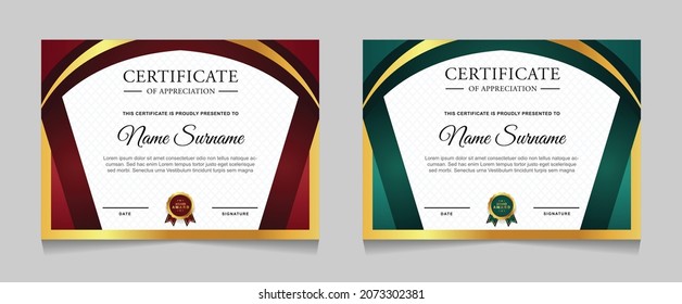 Certificate of achievement border design templates with elements of  luxury gold badges and modern line patterns. vector graphic print layout can use For award, appreciation, education