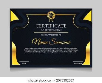 Certificate of achievement border design templates with elements of  luxury gold badges and modern line patterns. vector graphic print layout can use For award, appreciation, education
