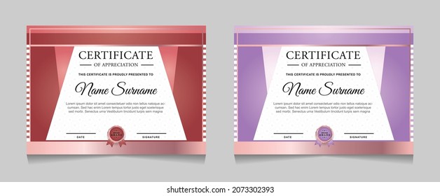 Certificate of achievement border design templates with elements of  luxury gold badges and modern line patterns. vector graphic print layout can use For award, appreciation, education