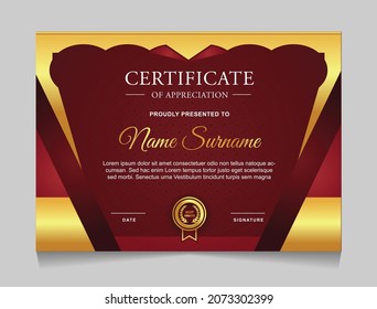 Certificate of achievement border design templates with elements of  luxury gold badges and modern line patterns. vector graphic print layout can use For award, appreciation, education