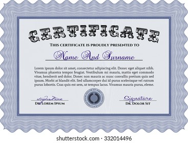 Certificate of achievement. Border, frame.Easy to print. Elegant design. 