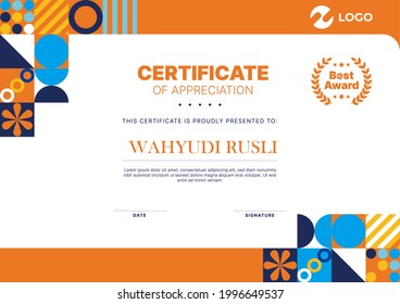 certificate of achievement border template with luxury badge and modern line pattern. For award, business, and education needs