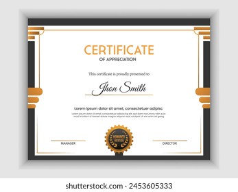 certificate of achievement border template with luxury badge and modern line pattern. For award, business, and education needs
