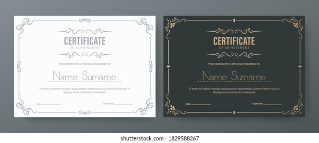 Certificado de logro con marco clásico