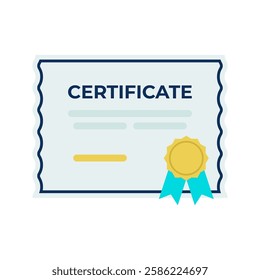 Certificate of Achievement: A clean and modern design of a certificate with a golden seal and teal ribbon, symbolizing accomplishment and success. Ideal for educational, corporate, or personal use.