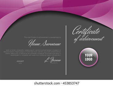 Certificate of achievement (completion, appreciation, graduation, diploma or award). Stock vector.