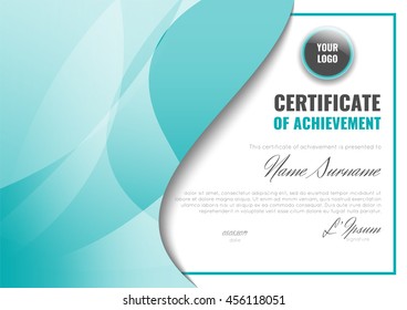 Certificate of achievement (completion, appreciation, graduation, diploma or award). Stock vector.