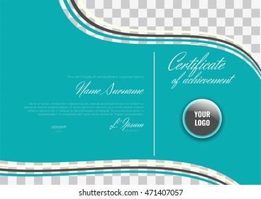 Certificate of achievement (completion, appreciation, graduation, diploma or award). Stock vector.