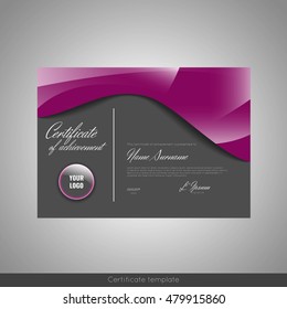 Certificate of achievement (completion, appreciation, graduation, diploma or award). Stock vector.