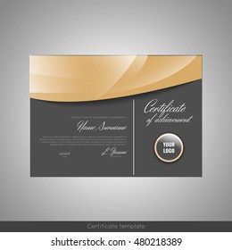 Certificate of achievement (completion, appreciation, graduation, diploma or award). Stock vector.