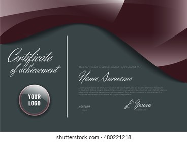 Certificate of achievement (completion, appreciation, graduation, diploma or award). Stock vector.