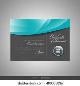 Certificate of achievement (completion, appreciation, graduation, diploma or award). Stock vector.
