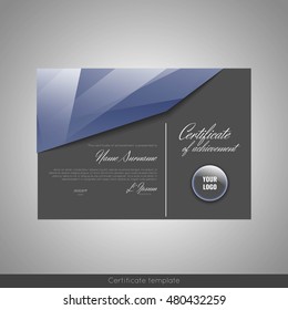 Certificate of achievement (completion, appreciation, graduation, diploma or award). Stock vector.