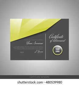 Certificate of achievement (completion, appreciation, graduation, diploma or award). Stock vector.