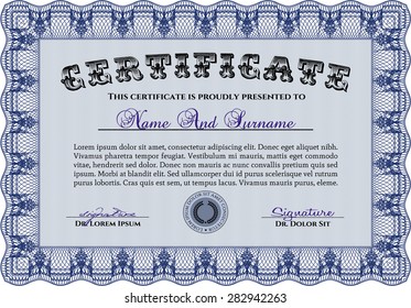 Certificado de progreso. Diseño cordial. Fondo complejo. Ilustración vectorial.