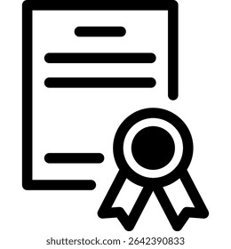 Certificate of Achievement or Course Completion. Award Diploma with Ribbon and Signature. Vector Illustration