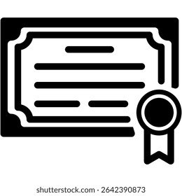 Certificate of Achievement or Course Completion. Award Diploma with Ribbon and Signature. Vector Illustration