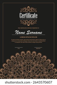 Certificate of Achievement Design Template with Floral Ornament