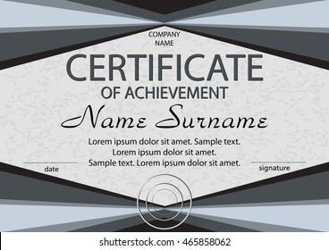 Certificate of achievement or diploma. Reward. Winning the competition. Award winner. Vector illustration. The text on separate layer.