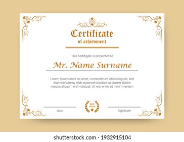 Certificate of achievement or diploma template, vector illustration