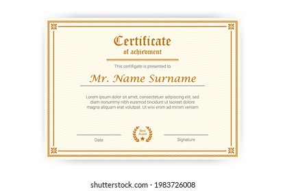Certificate of achievement or diploma template, vector illustration