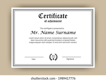 Certificate of achievement or diploma template, vector illustration