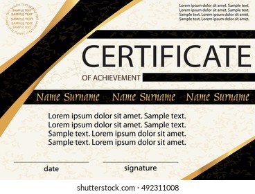 Certificate of achievement or diploma template. Vector illustration.