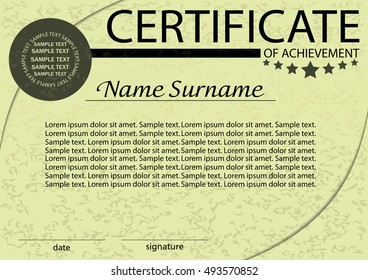 Certificate of achievement or diploma template. Vector illustration.