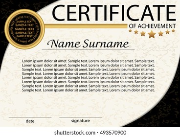 Certificate of achievement or diploma template. Vector illustration.