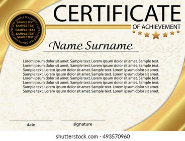 Certificate of achievement or diploma template. Vector illustration.