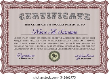 Certificate of achievement. Easy to print. Vector certificate template.Elegant design. 