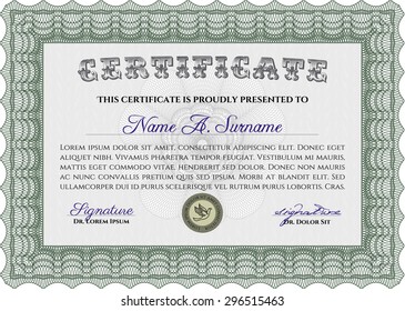 Certificate of achievement. Elegant design. With complex background. Vector pattern that is used in money and certificate.