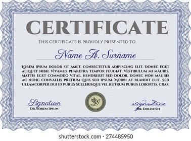 Certificado de progreso. Excelente diseño. Con un fondo complejo. Borde, marco.